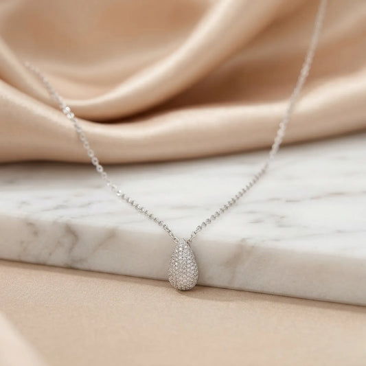 Hulasi 925 Sterling Silver Teardrop Pendant For Women & Girls | CZ Pave Design | 1.8 Cm