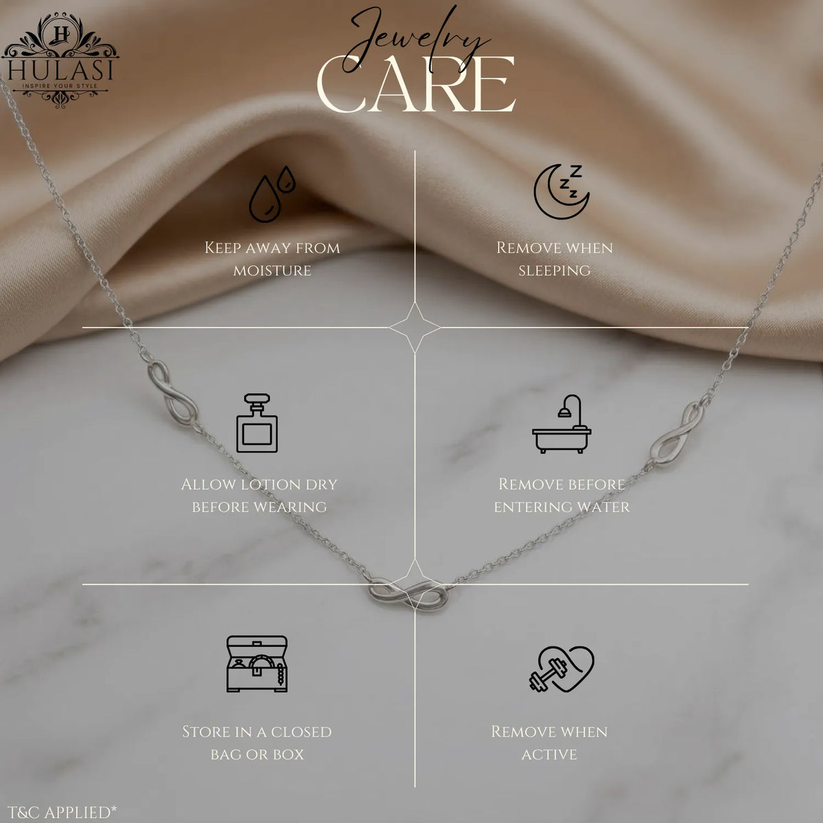 Hulasi 925 Sterling Silver Infinity Necklace For Women & Girls | Minimal Design | 40 Cm