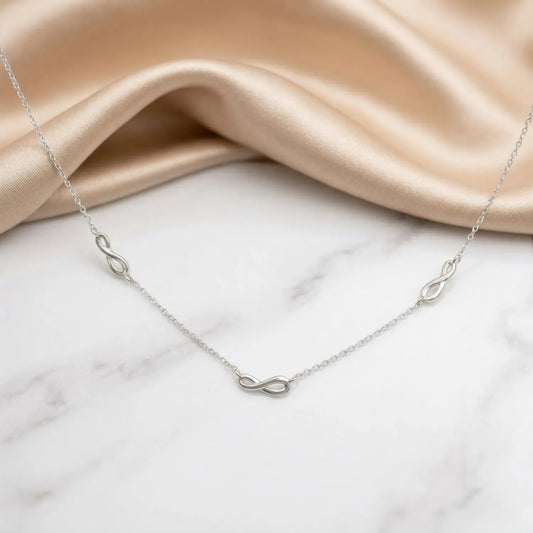 Hulasi 925 Sterling Silver Infinity Necklace For Women & Girls | Minimal Design | 40 Cm