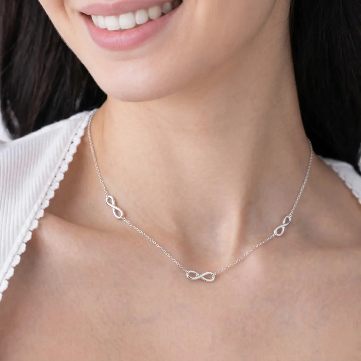 Hulasi 925 Sterling Silver Infinity Necklace For Women & Girls | Minimal Design | 40 Cm