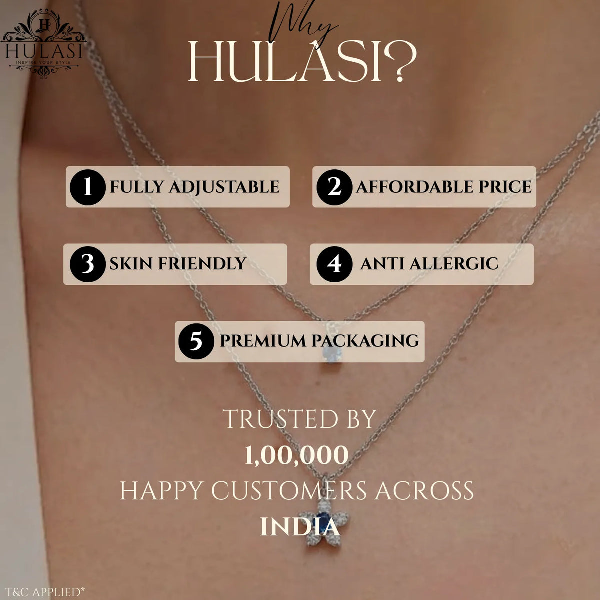 Hulasi 925 Sterling Silver Layered Necklace For Women & Girls | Blue Stone Charm | 40 Cm