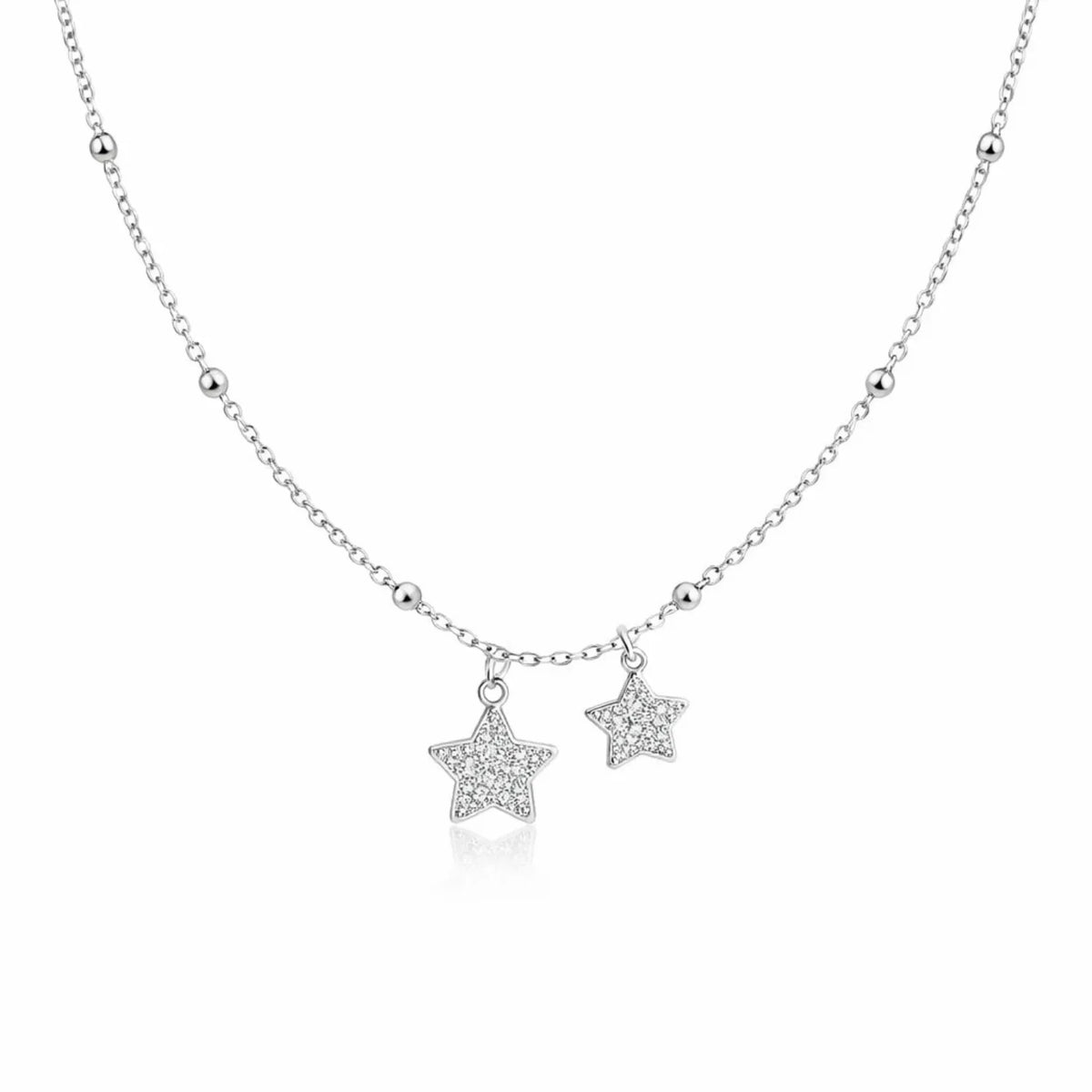 Hulasi 925 Sterling Silver Star Charm Necklace For Women & Girls | CZ Design | 40 Cm