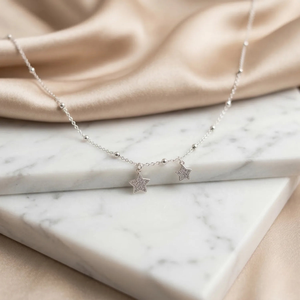 Hulasi 925 Sterling Silver Star Charm Necklace For Women & Girls | CZ Design | 40 Cm