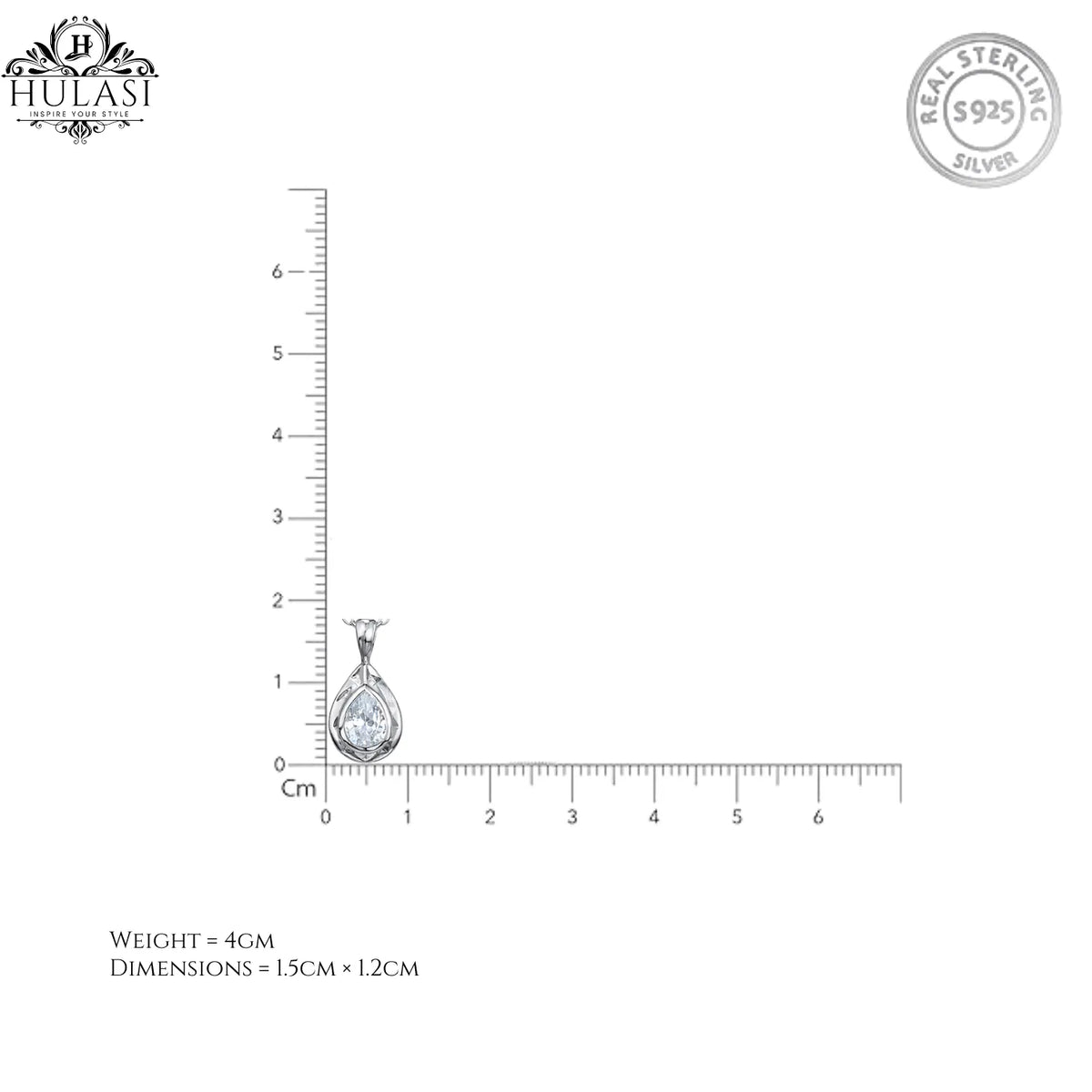 Hulasi 925 Sterling Silver Classic Solitaire Pendant For Women & Girls | CZ Design | 1.5 Cm