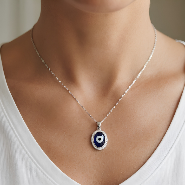 925 Sterling Silver Blue Evil Eye Pendant | Hulasi