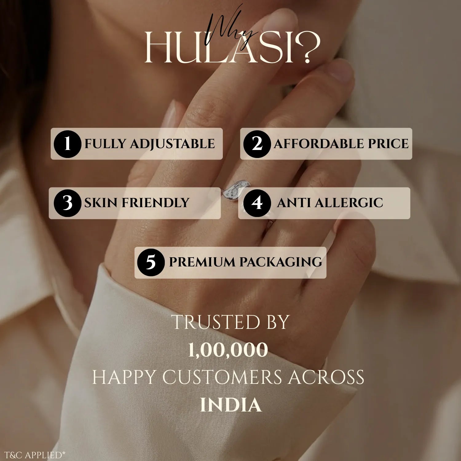 Hulasi 925 Sterling Silver Solitaire Twist CZ Adjustable Ring for Women