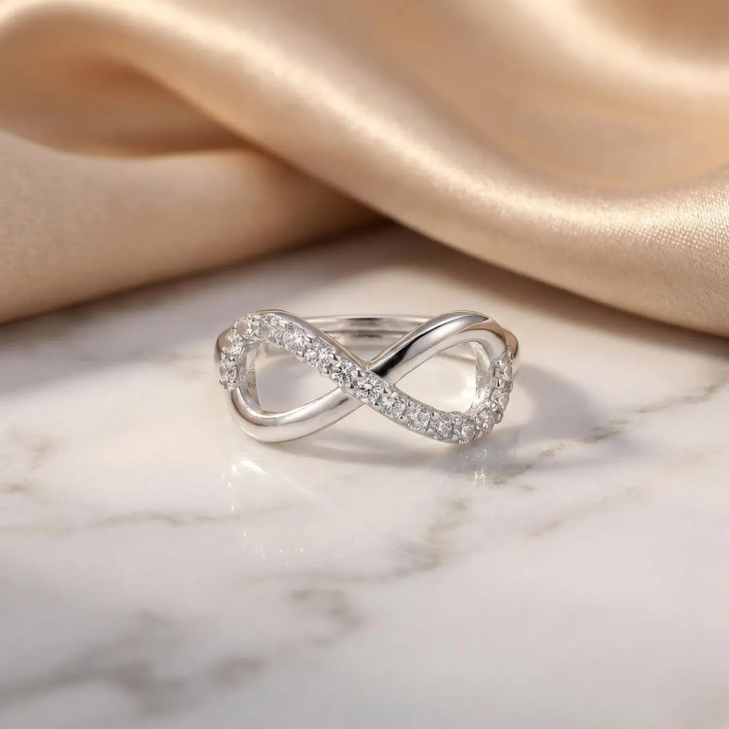 Hulasi 925 Sterling Silver Infinity CZ Adjustable Ring for Women