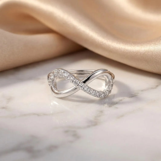 Hulasi 925 Sterling Silver Infinity CZ Adjustable Ring for Women