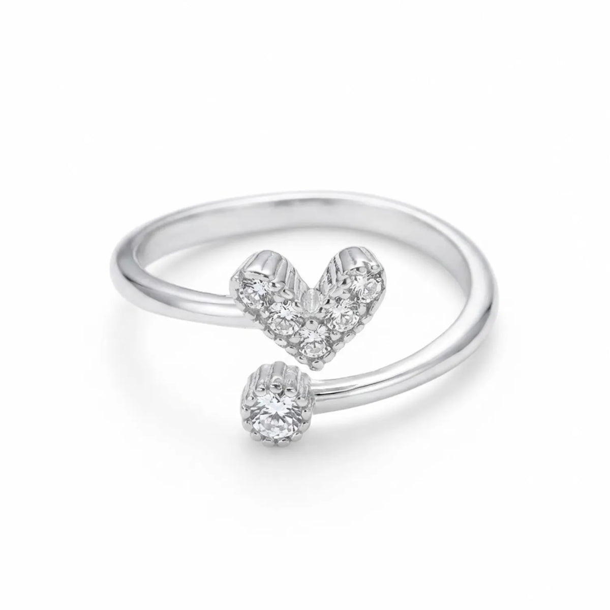 Hulasi 925 Sterling Silver Double Heart CZ Adjustable Ring for Women