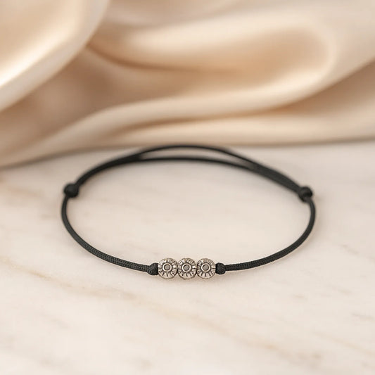 Tri-Bloom Silver Thread Anklet