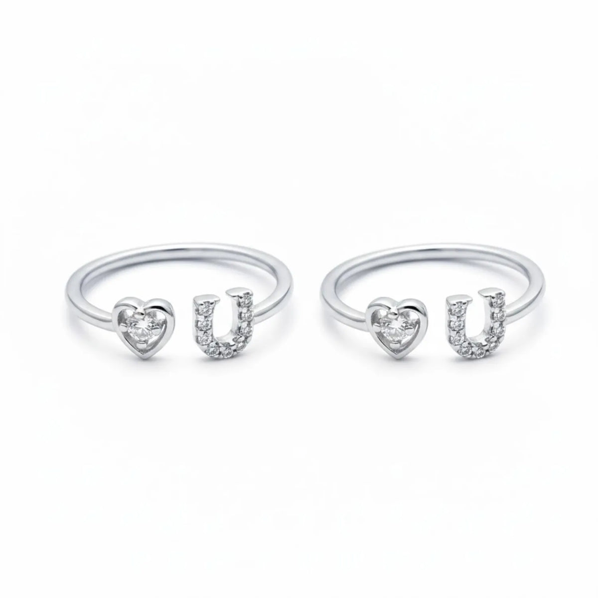 Twin Heart Adjustable Silver Toe Ring