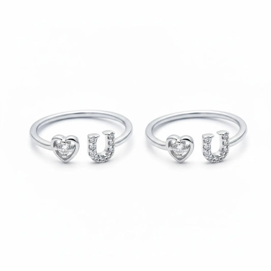 Twin Heart Adjustable Silver Toe Ring