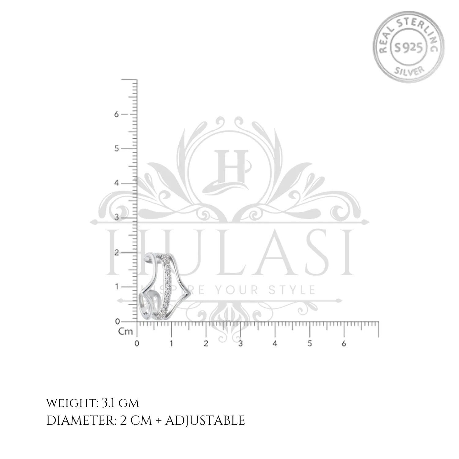 Sparkling Curve 925 Silver Designer Toe Ring