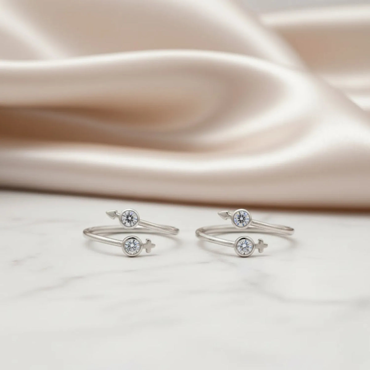 Two-Stone Spark Adjustable 925 Toe Ring