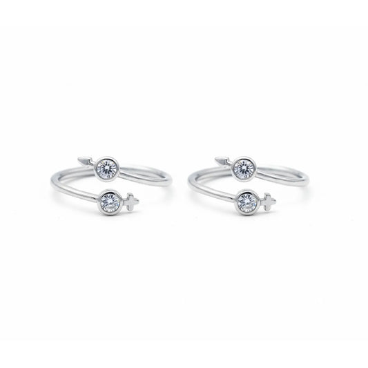 Two-Stone Spark Adjustable 925 Toe Ring