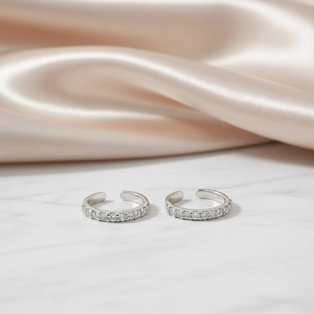 Half Zircon Band Adjustable Toe Ring