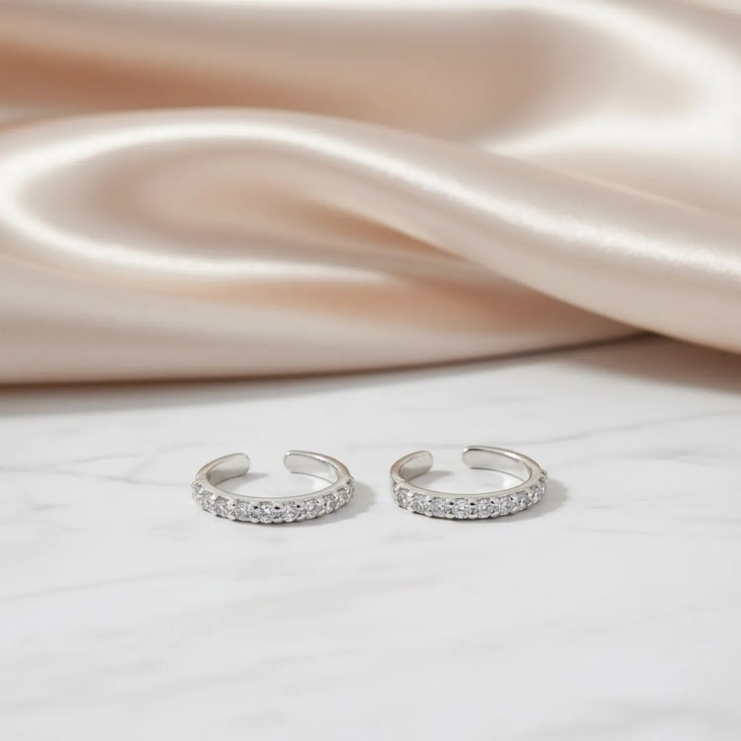 Half Zircon Band Adjustable Toe Ring