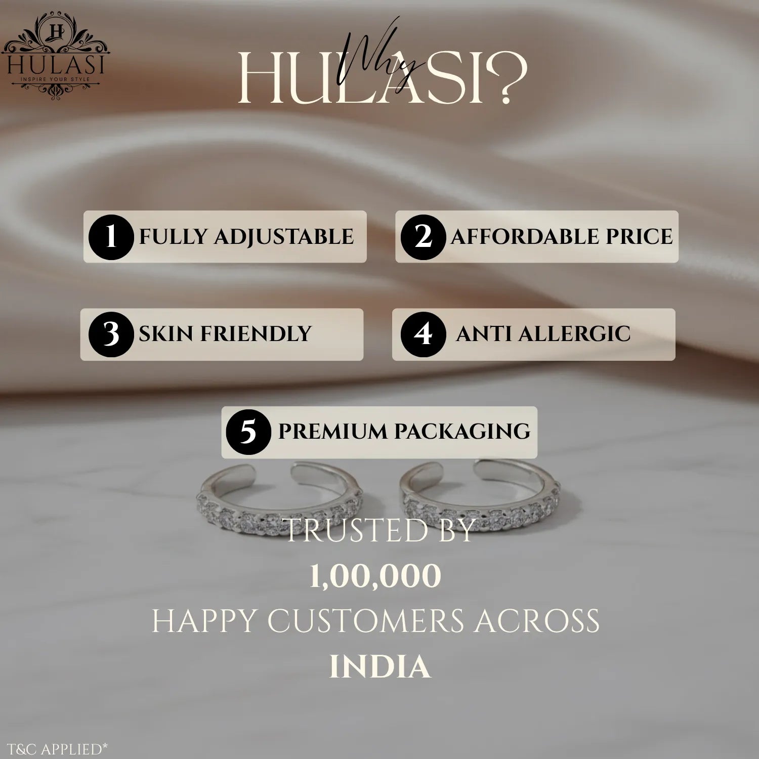 Half Zircon Band Adjustable Toe Ring