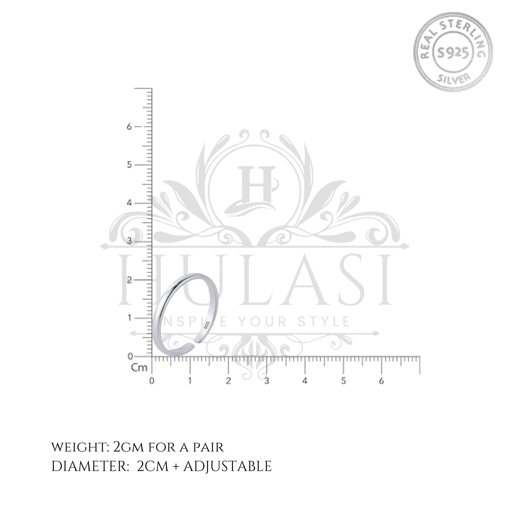 Classic Plain Silver Toe Ring (Set of 2)