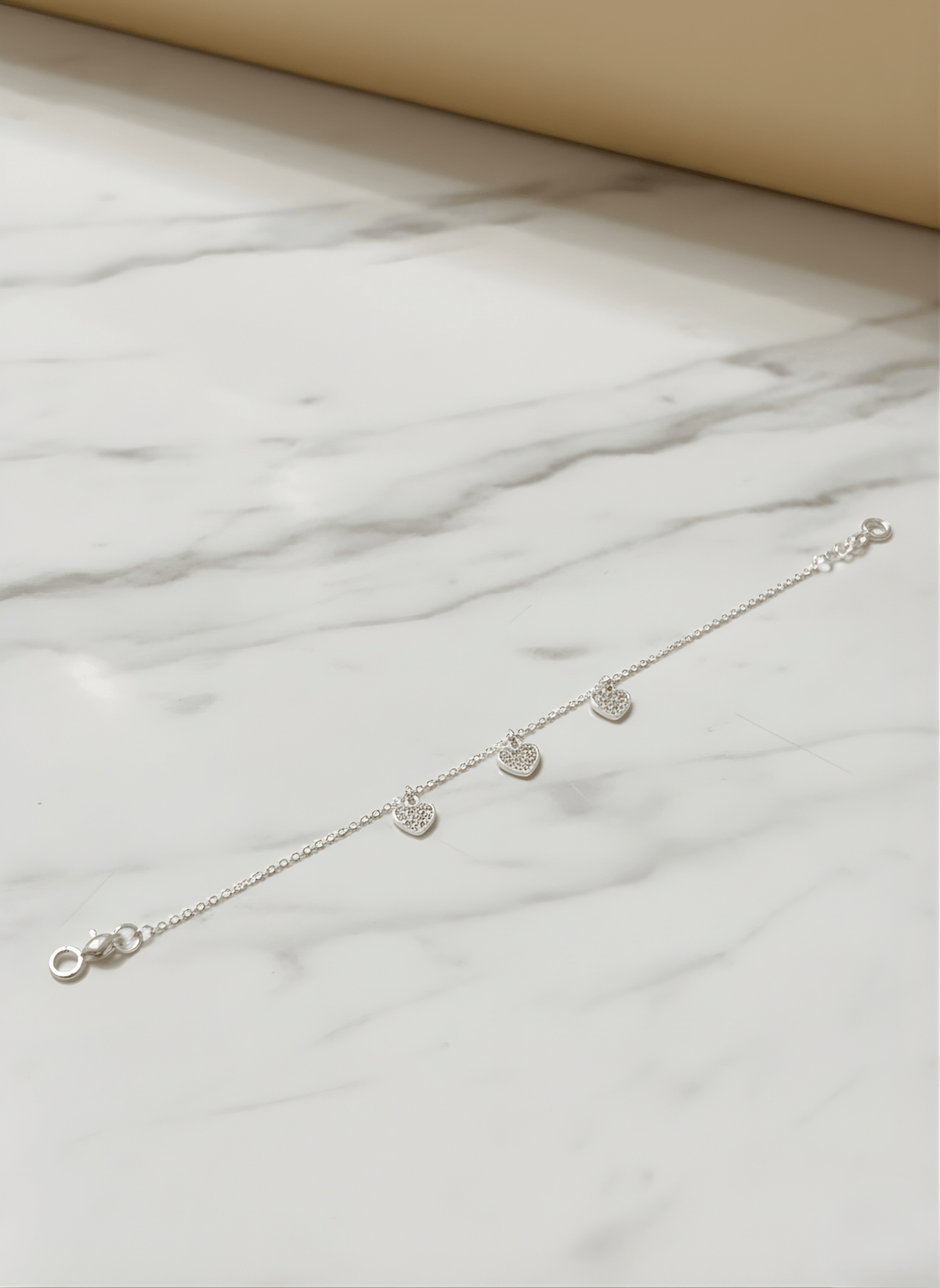 Sterling Silver Triple Charm Love Bracelet