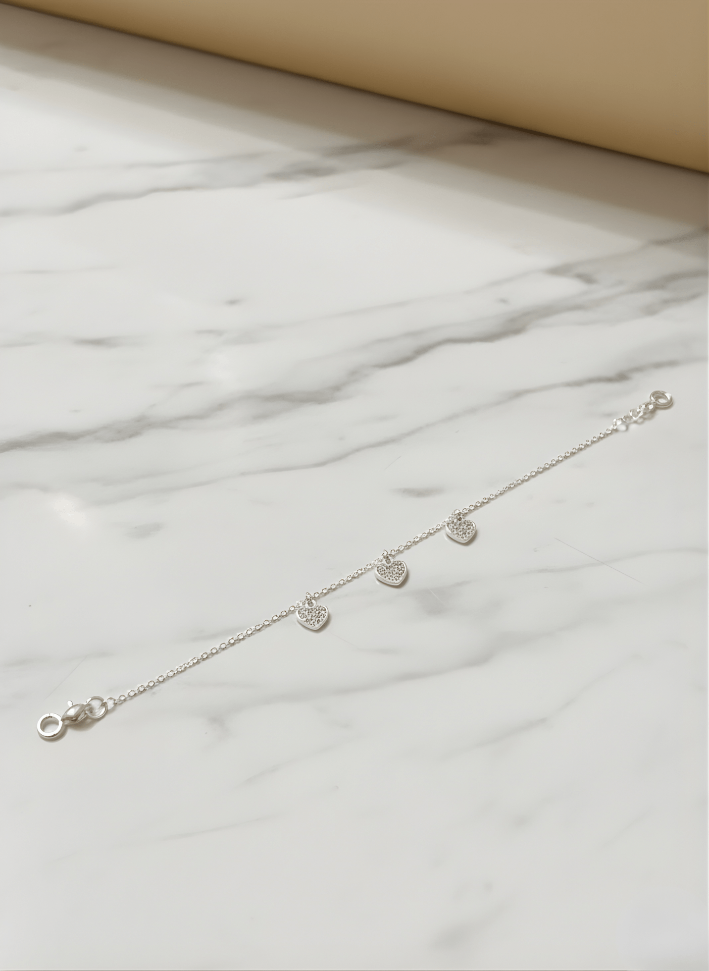 Sterling Silver Triple Charm Love Bracelet