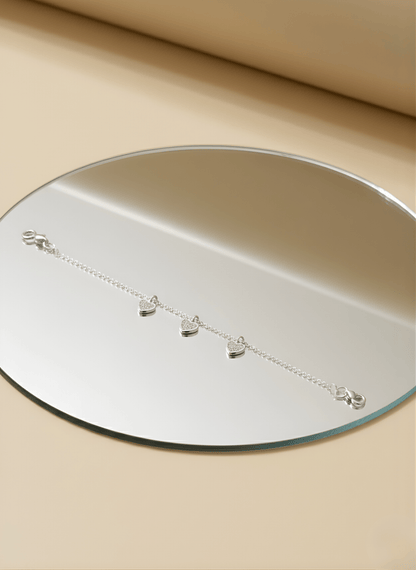 Sterling Silver Triple Charm Love Bracelet