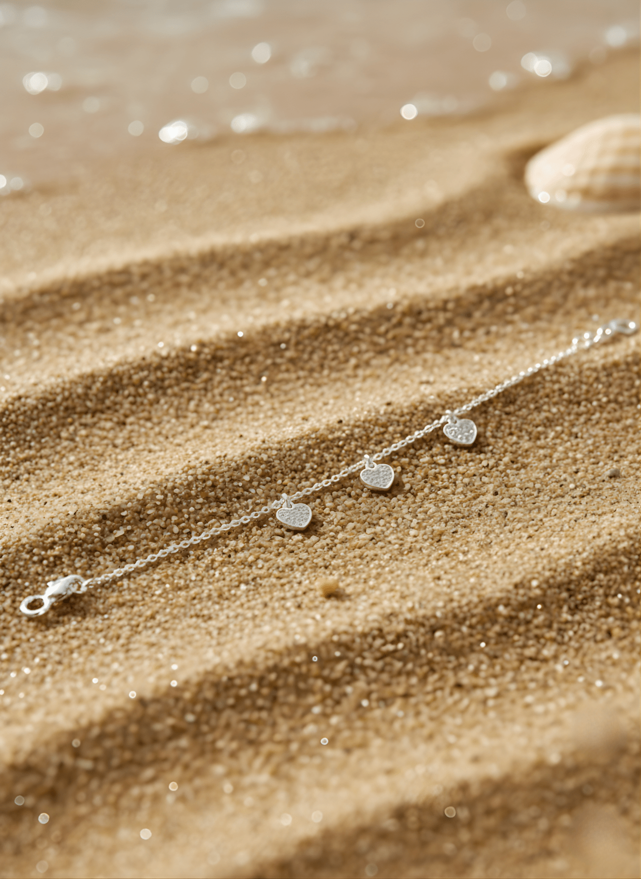 Sterling Silver Triple Charm Love Bracelet