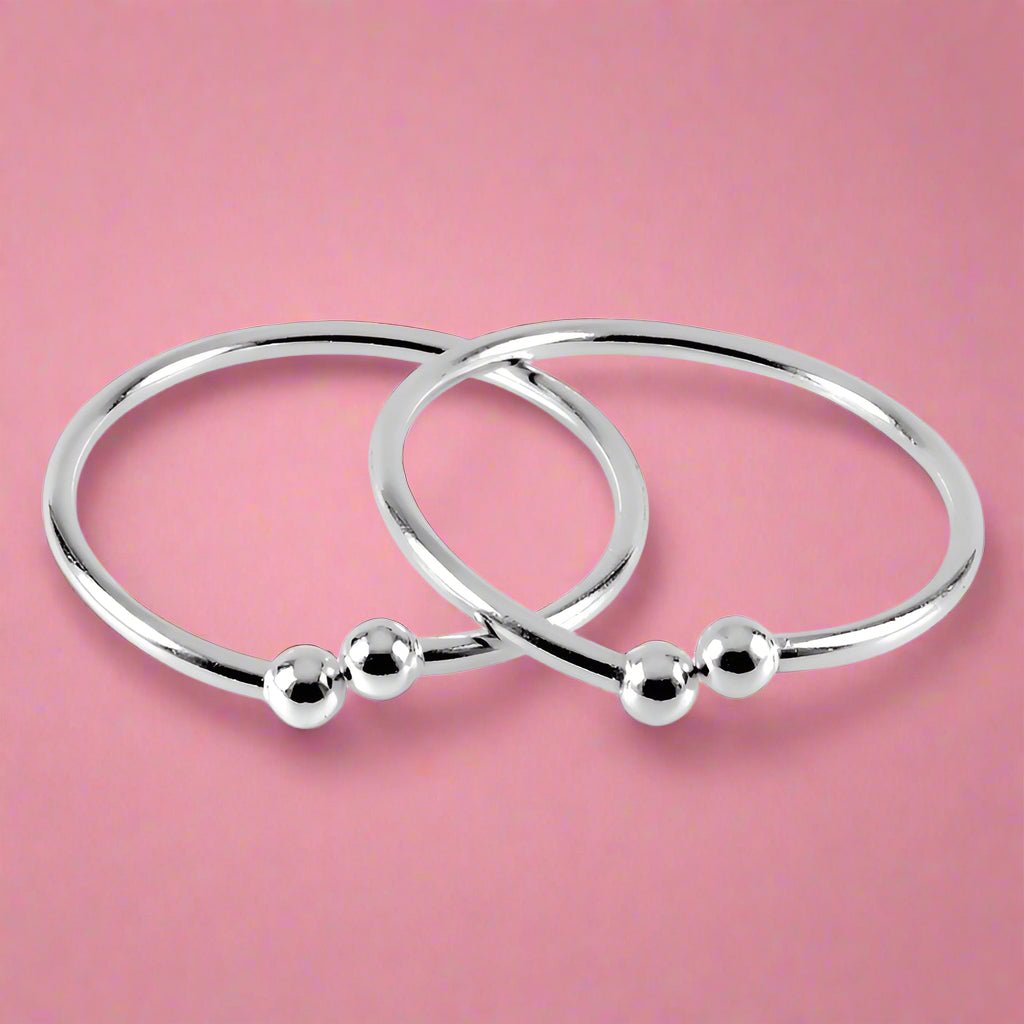2 Balls Sterling Silver Nazariya Kada (Bangle Bracelet)
