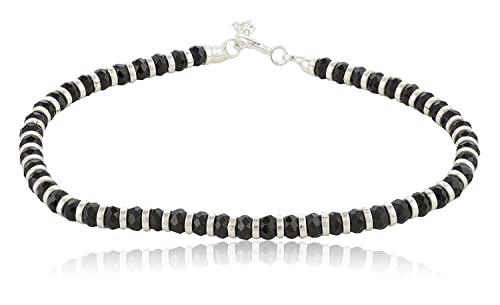 Nazariya bracelet for women crafted from 92.5% pure sterling silver, featuring black crystals. This elegant bracelet is 7 inches long with an extension for a perfect fit, designed to bring style and comfort. A beautiful and meaningful accessory, ideal for those seeking a unique and fashionable piece of jewelry with a protective charm.