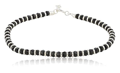 Nazariya bracelet for women crafted from 92.5% pure sterling silver, featuring black crystals. This elegant bracelet is 7 inches long with an extension for a perfect fit, designed to bring style and comfort. A beautiful and meaningful accessory, ideal for those seeking a unique and fashionable piece of jewelry with a protective charm.