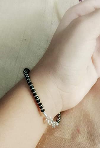 Nazariya bracelet for women crafted from 92.5% pure sterling silver, featuring black crystals. This elegant bracelet is 7 inches long with an extension for a perfect fit, designed to bring style and comfort. A beautiful and meaningful accessory, ideal for those seeking a unique and fashionable piece of jewelry with a protective charm.