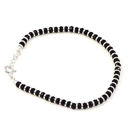 Nazariya bracelet for women crafted from 92.5% pure sterling silver, featuring black crystals. This elegant bracelet is 7 inches long with an extension for a perfect fit, designed to bring style and comfort. A beautiful and meaningful accessory, ideal for those seeking a unique and fashionable piece of jewelry with a protective charm.