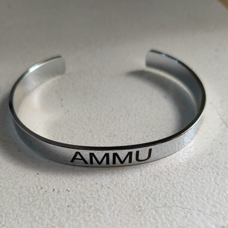 Custom Name Minimalist Silver Open Cuff Kada - High Polish