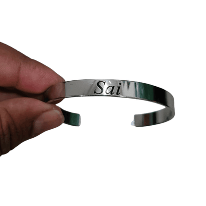 Personalised Date Engraved Open Silver Kada (Custom Text + Symbol)