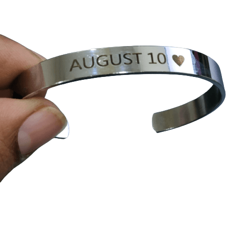 Custom Date Engraved Open Silver Kada